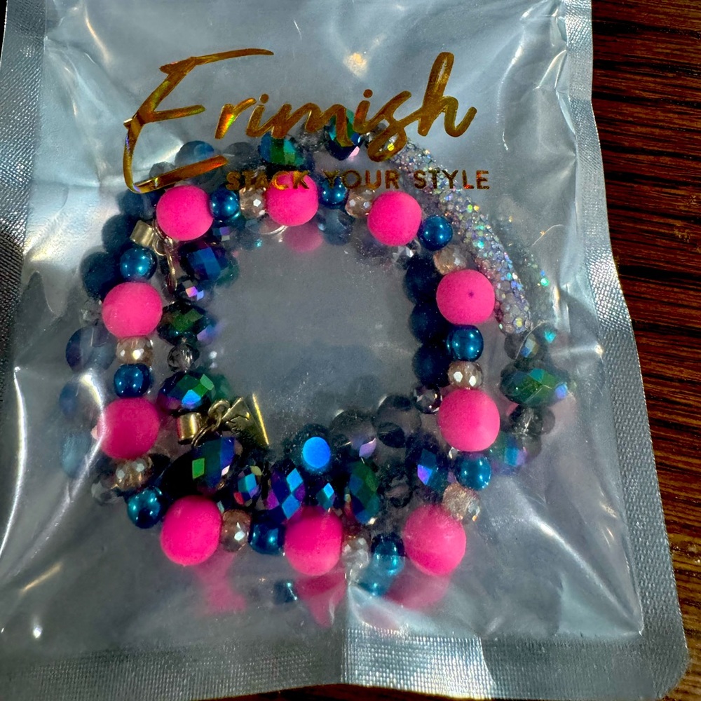 Ermish Bracelet Stack Pink and Blue